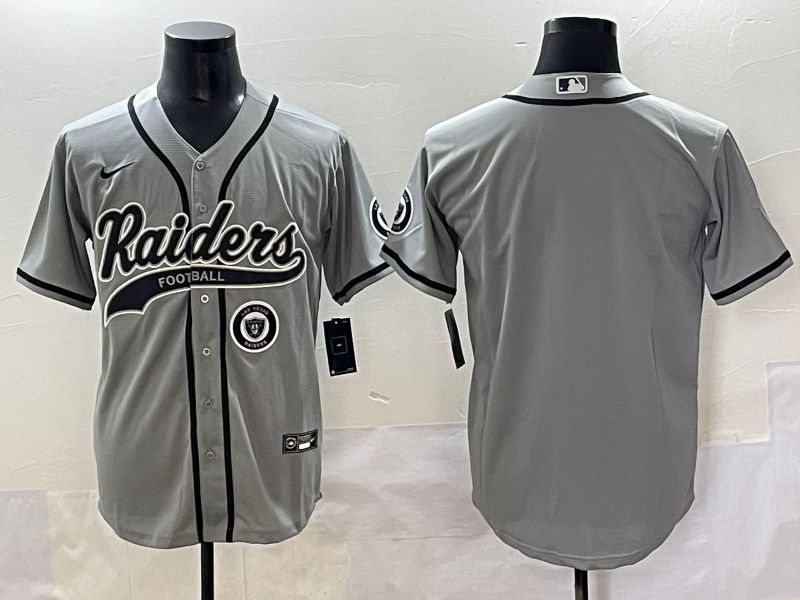 Men 2025 Oakland Raiders Blank Grey Joint Name Nike Limited NFL Jersey style 5